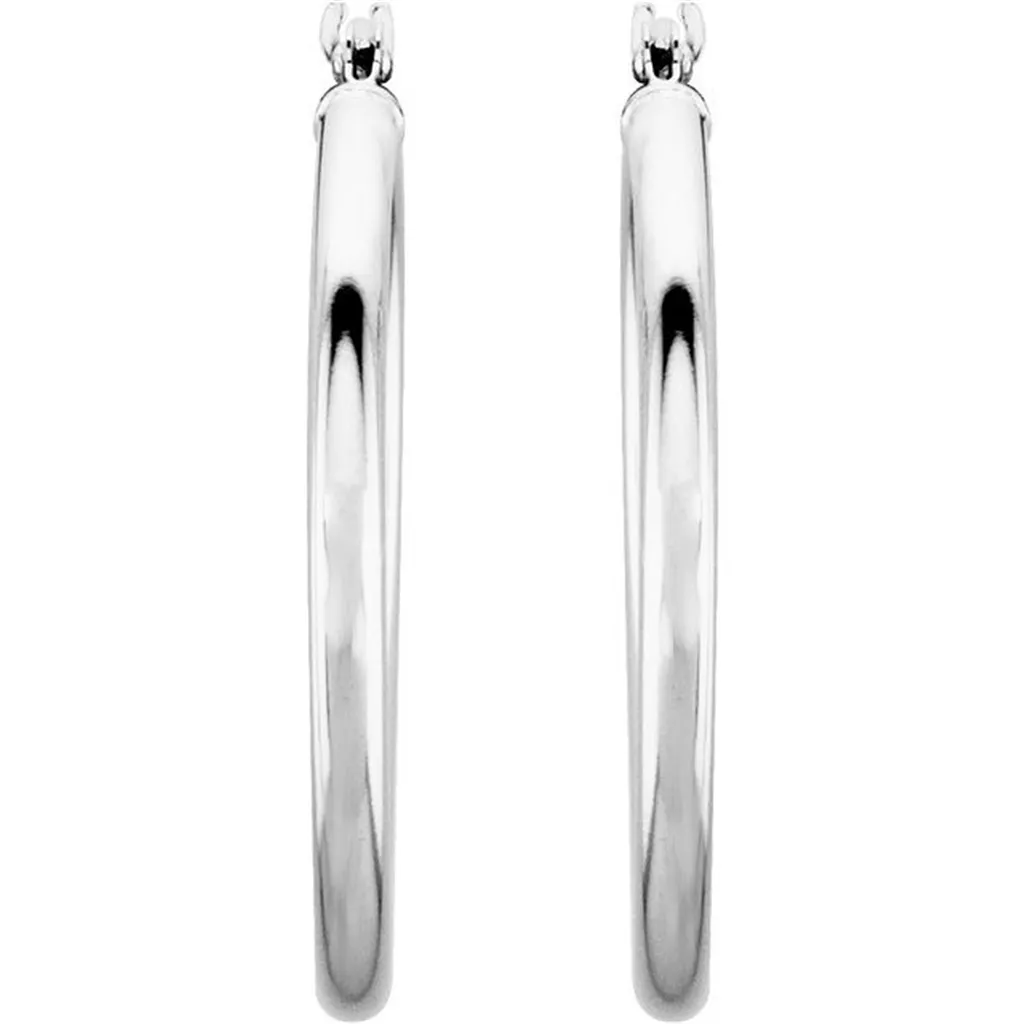 14K White Gold 25mm Hoop Earrings