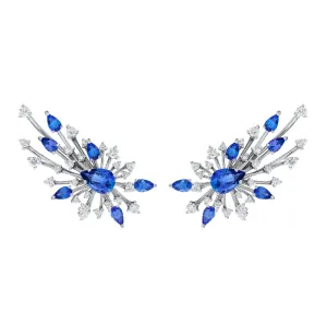 18k Luminus White Gold Earring With 1.68 Cts Vs-Gh Diamonds  And Tanzanite