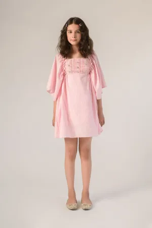 Bursting Meadows- Hand Embroidered Organic Cotton Dress