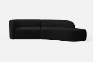 Caserta 3 Seater Right Hand Facing Chaise Lounge Corner Sofa Black Linen Fabric