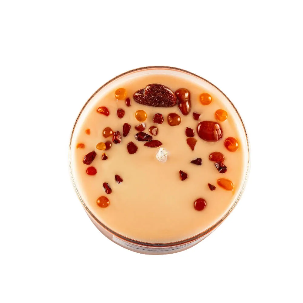 CHAKRA 2 SOY CANDLE WITH SUNSTONE GEMSTONES