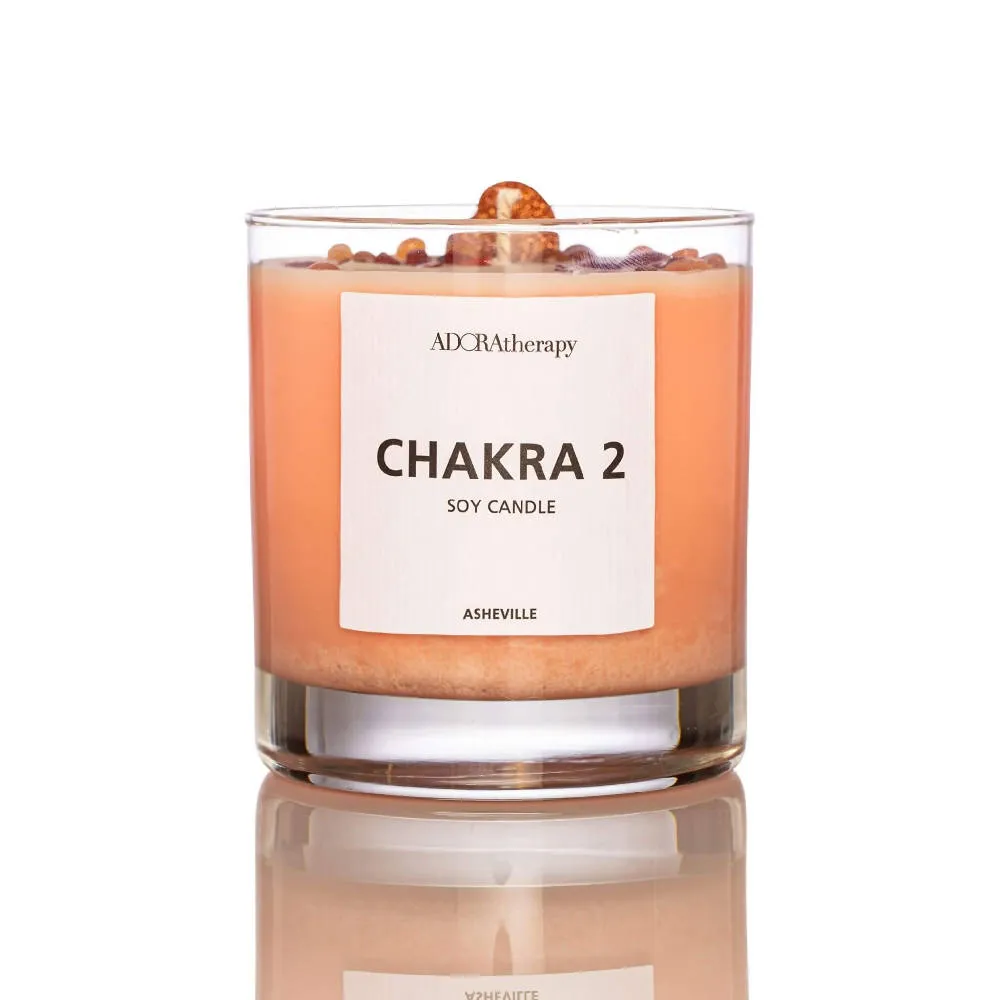 CHAKRA 2 SOY CANDLE WITH SUNSTONE GEMSTONES