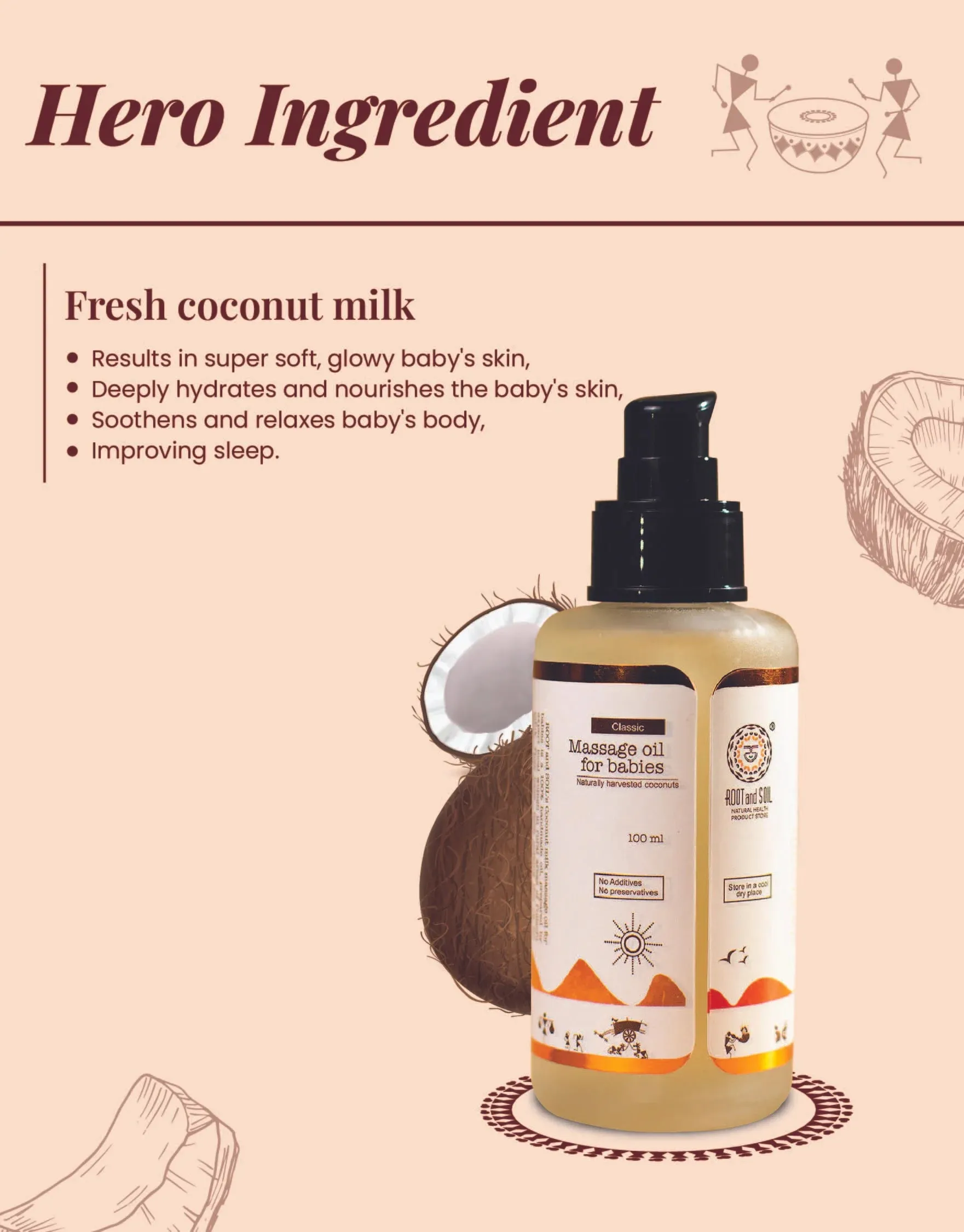 Coconut Milk Baby Massage Oil (Classic) | Soothens and rejuvenates skin |  0  m| 100 ml