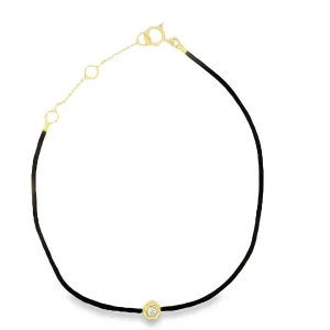 Dainty Diamond Solitaire Black Silk Bracelet