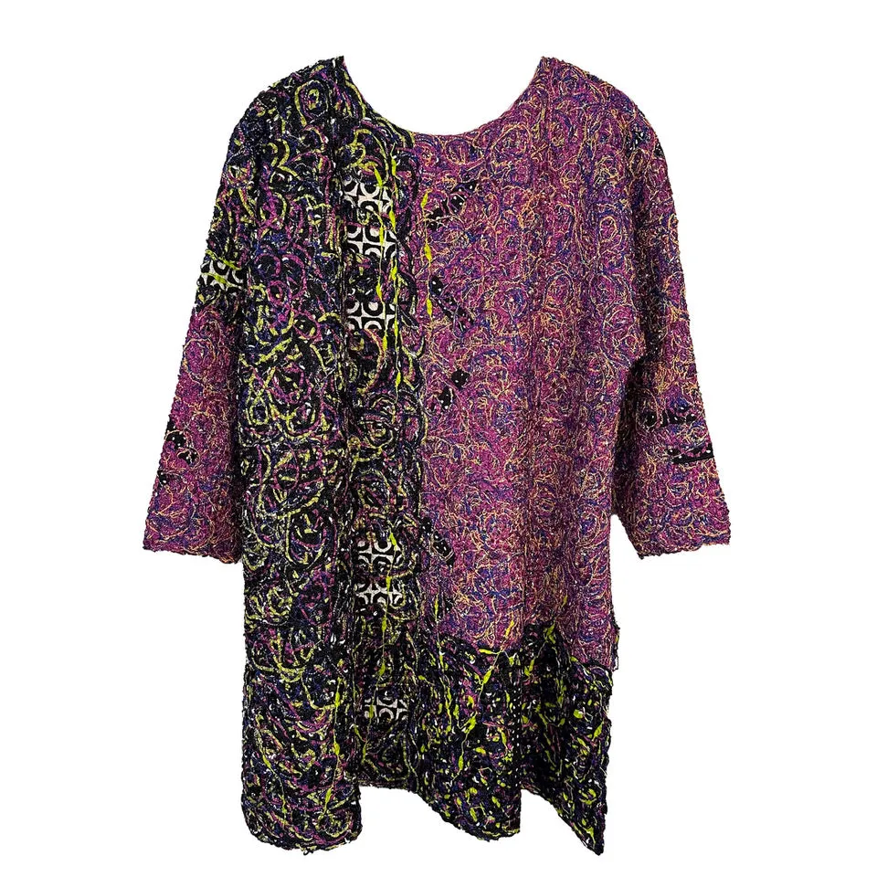 Diane Prekup Tunic, Yarn, Black/Fuchsia Mix, S