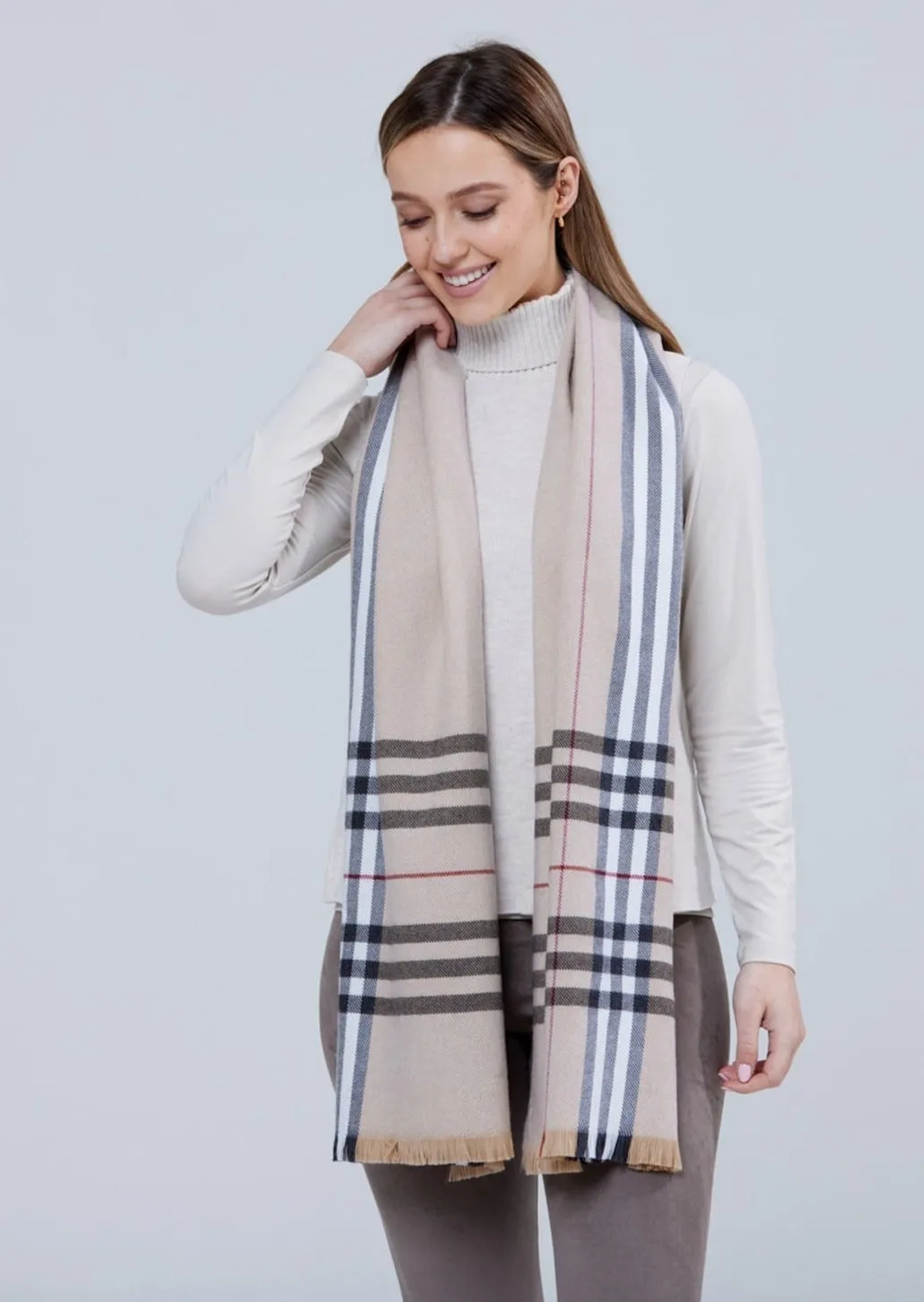 Foxford Giant Merino Scarf | Camel Check