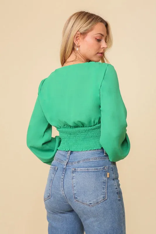 Green Night Out Ruched Top