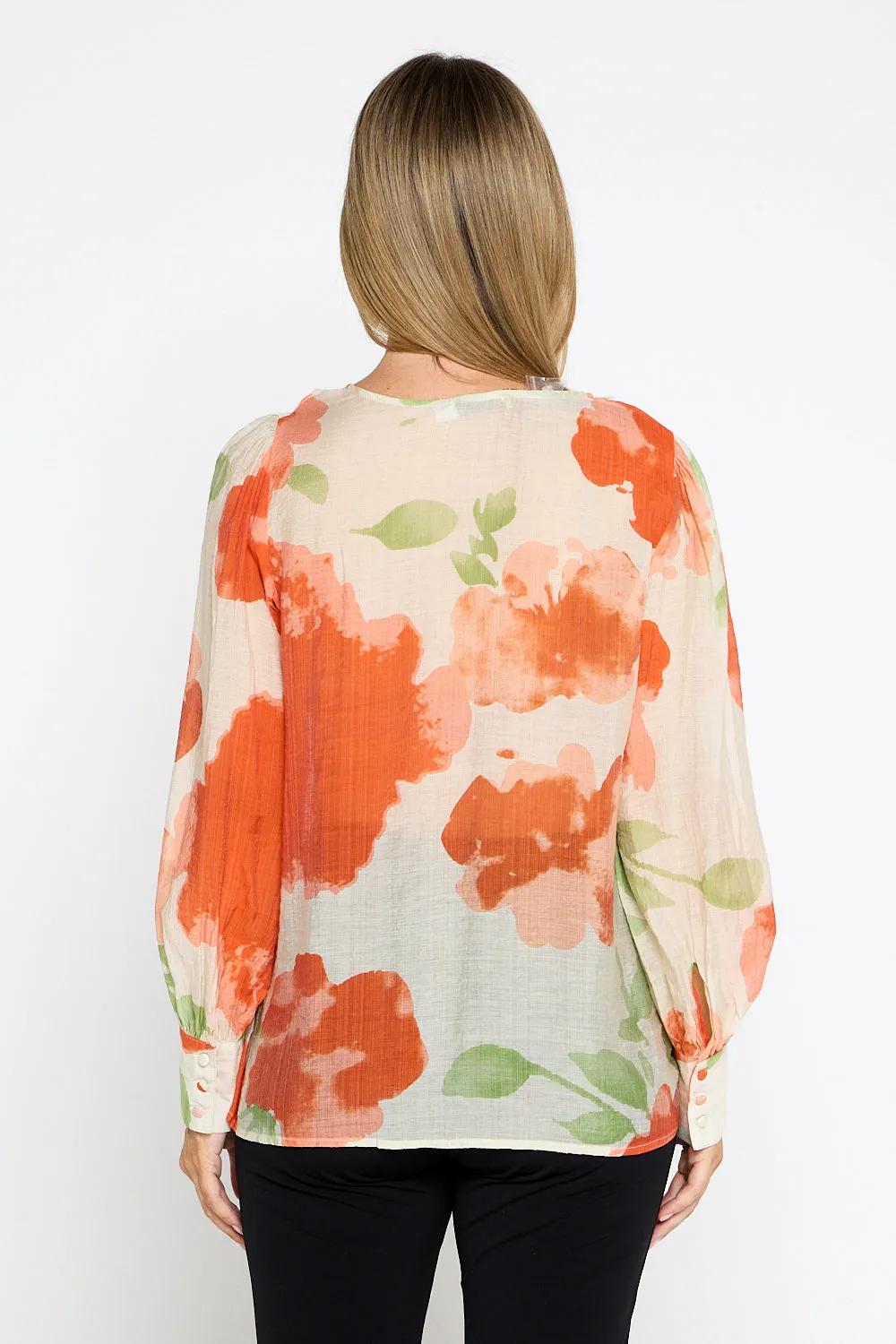 Isadora Blouse - Watercolour Orange Floral