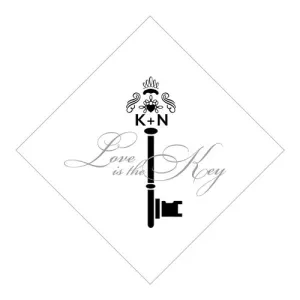 Key Monogram Square Tag Black