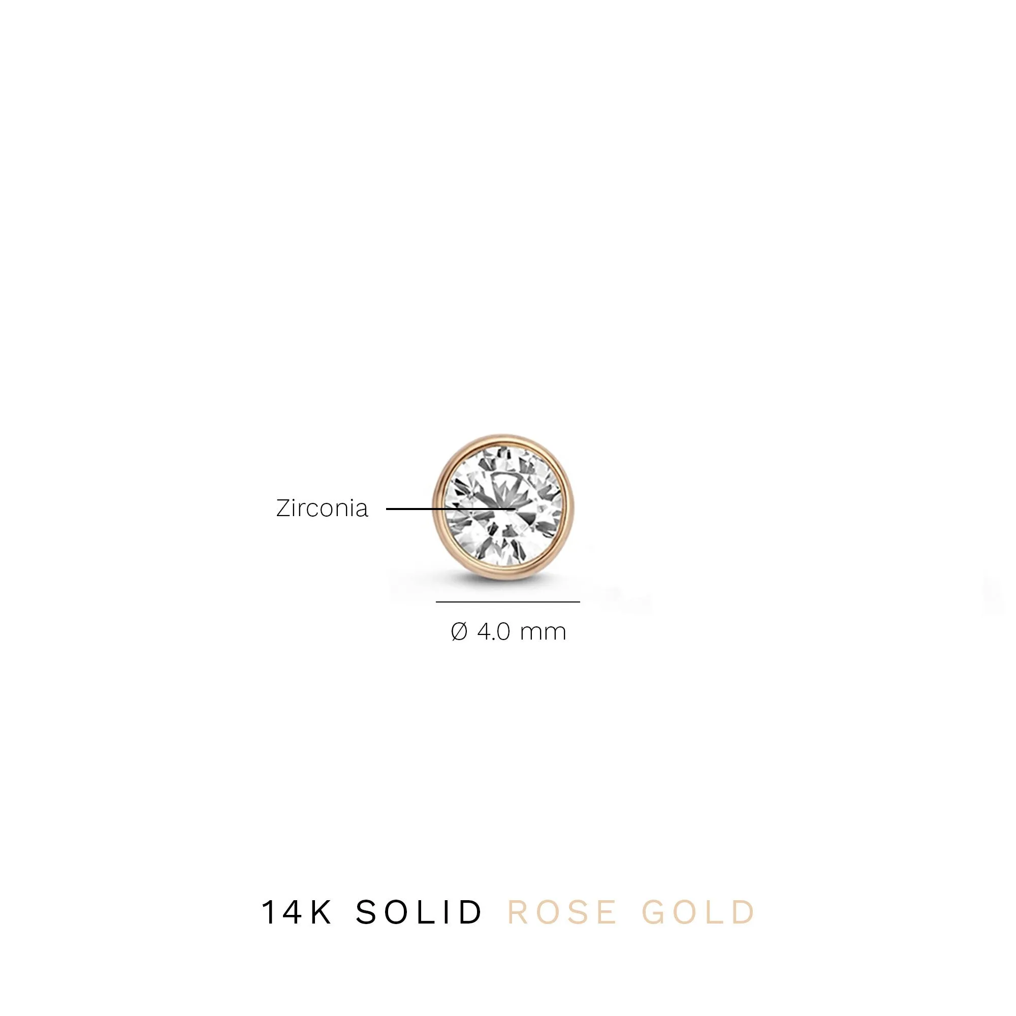 La Concorde Juliette 14 karat rose gold ear studs with zirconia stone