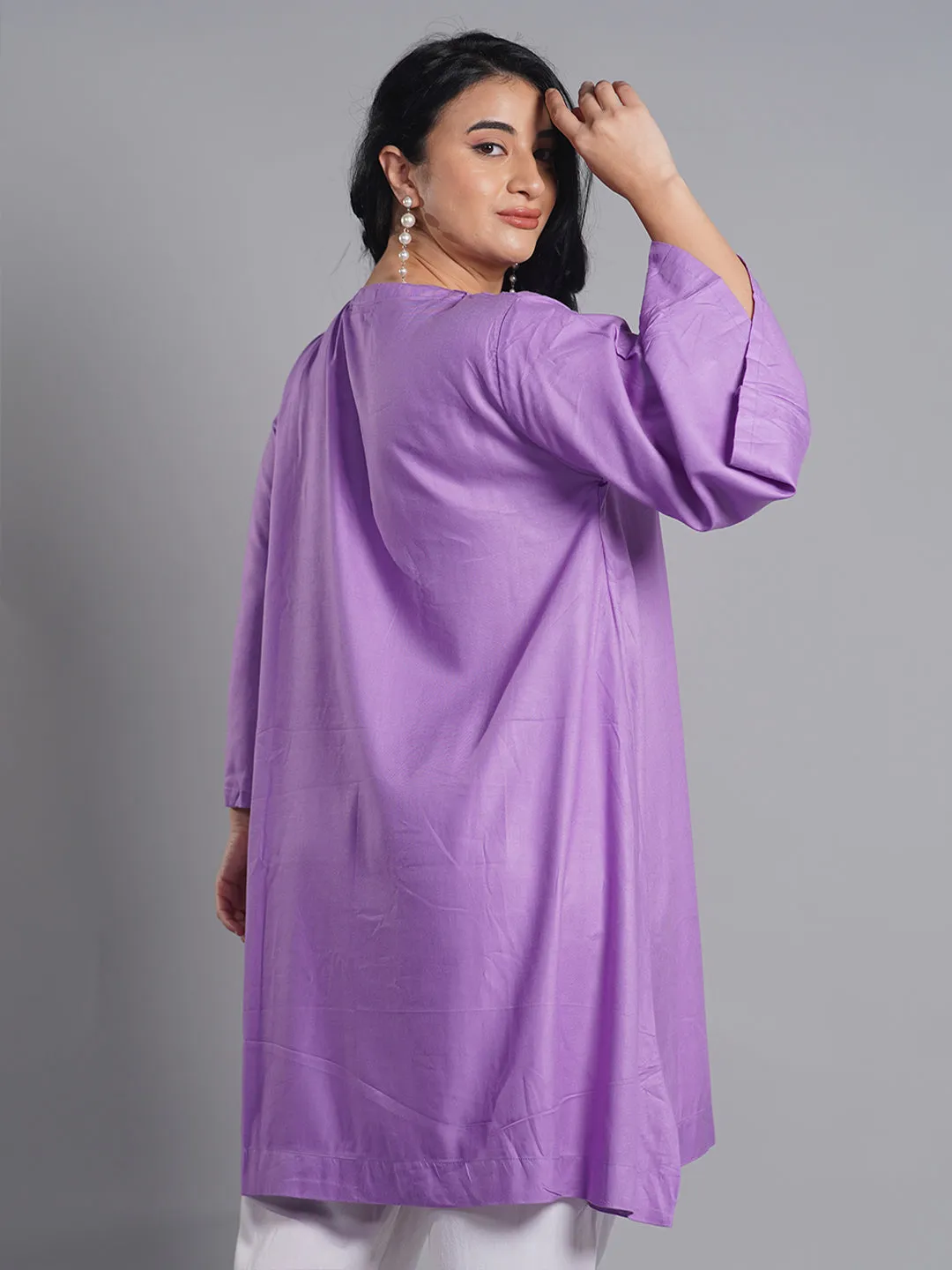 Lavender Rayon Kurti - Hollyhock