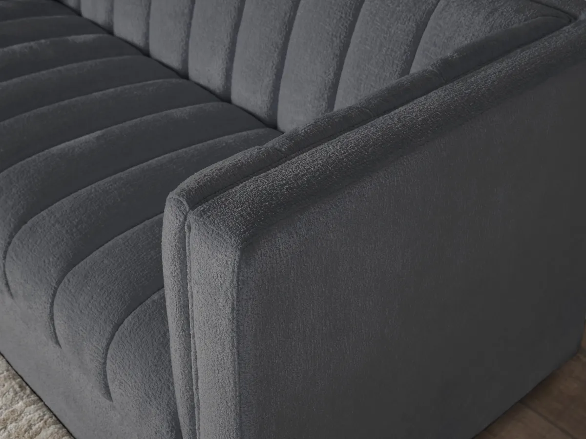 Lavish Upholstered Fabric Channel 2-pc Sofa and Chair Set