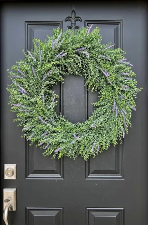 Lush Greenery Wreath with Lavender