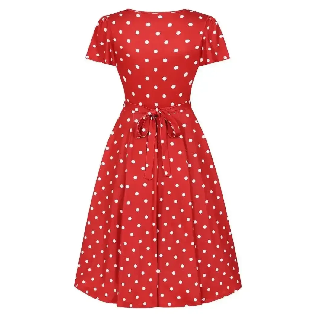 Lyra Dress - Red Polka