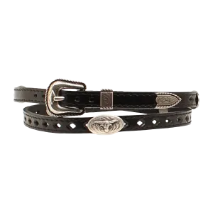 M&F Western Longhorn & Silver Buckle Accent Black Hatband