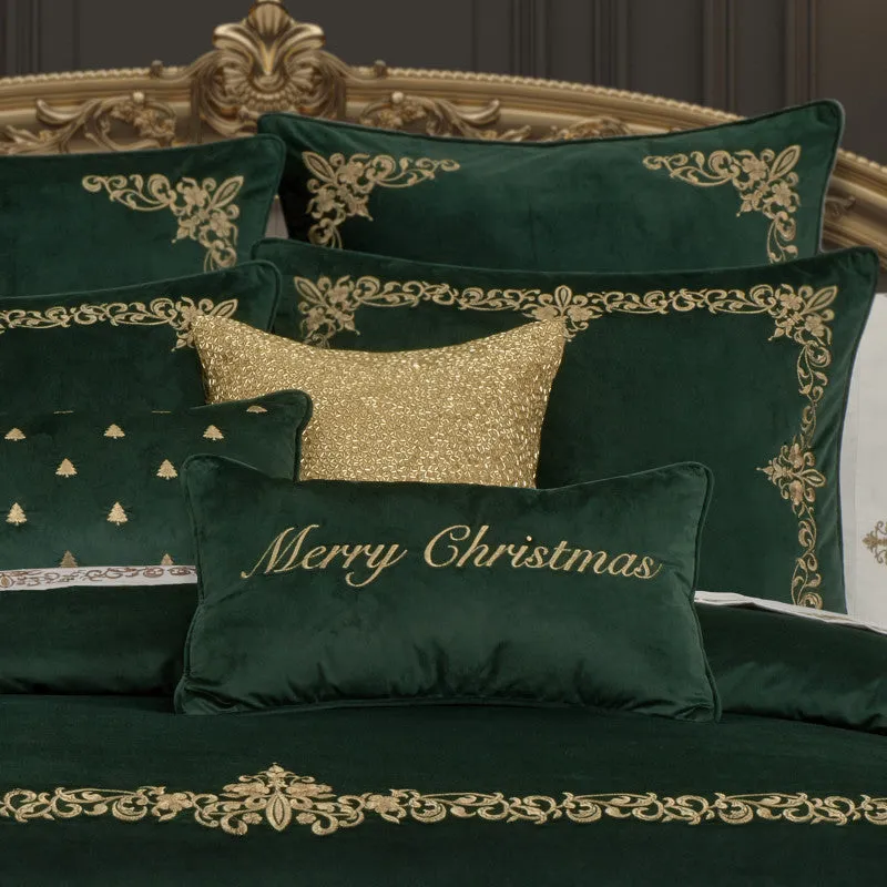 Merry Christmas Pillow Boudoir Embellished Decorative Throw Pillow