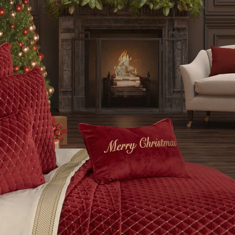 Merry Christmas Pillow Boudoir Embellished Decorative Throw Pillow