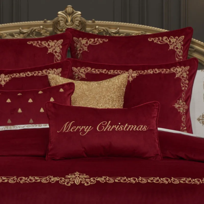 Merry Christmas Pillow Boudoir Embellished Decorative Throw Pillow