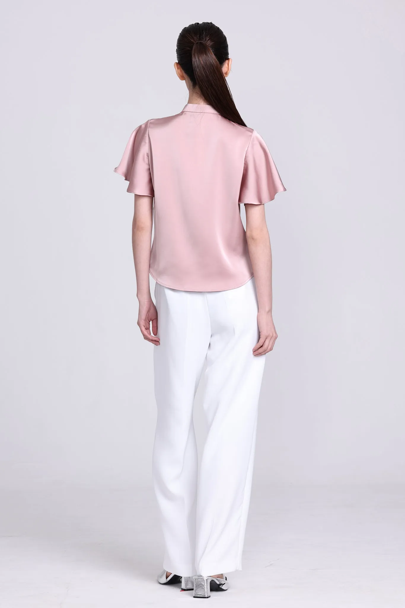 NIKO Satin Ruffle Blouse (Pink)
