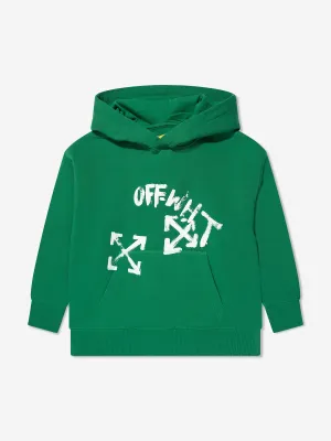 Off-White Boys Paint Script Hoodie Green
