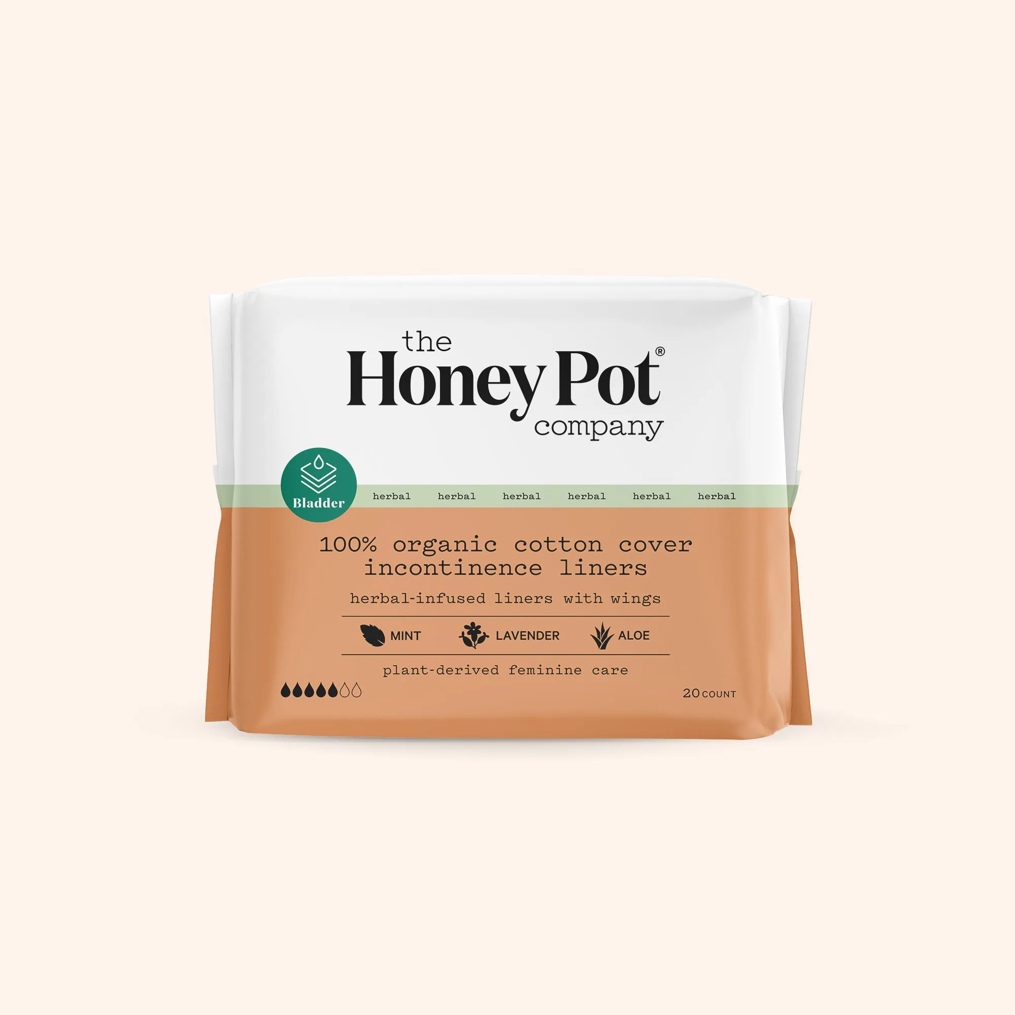 Organic Cotton Cover Herbal Incontinence Pantiliners with Wings