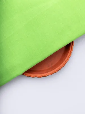 Parrot Green Solid Handwoven Organic Cotton Fabric 44 Inch Width