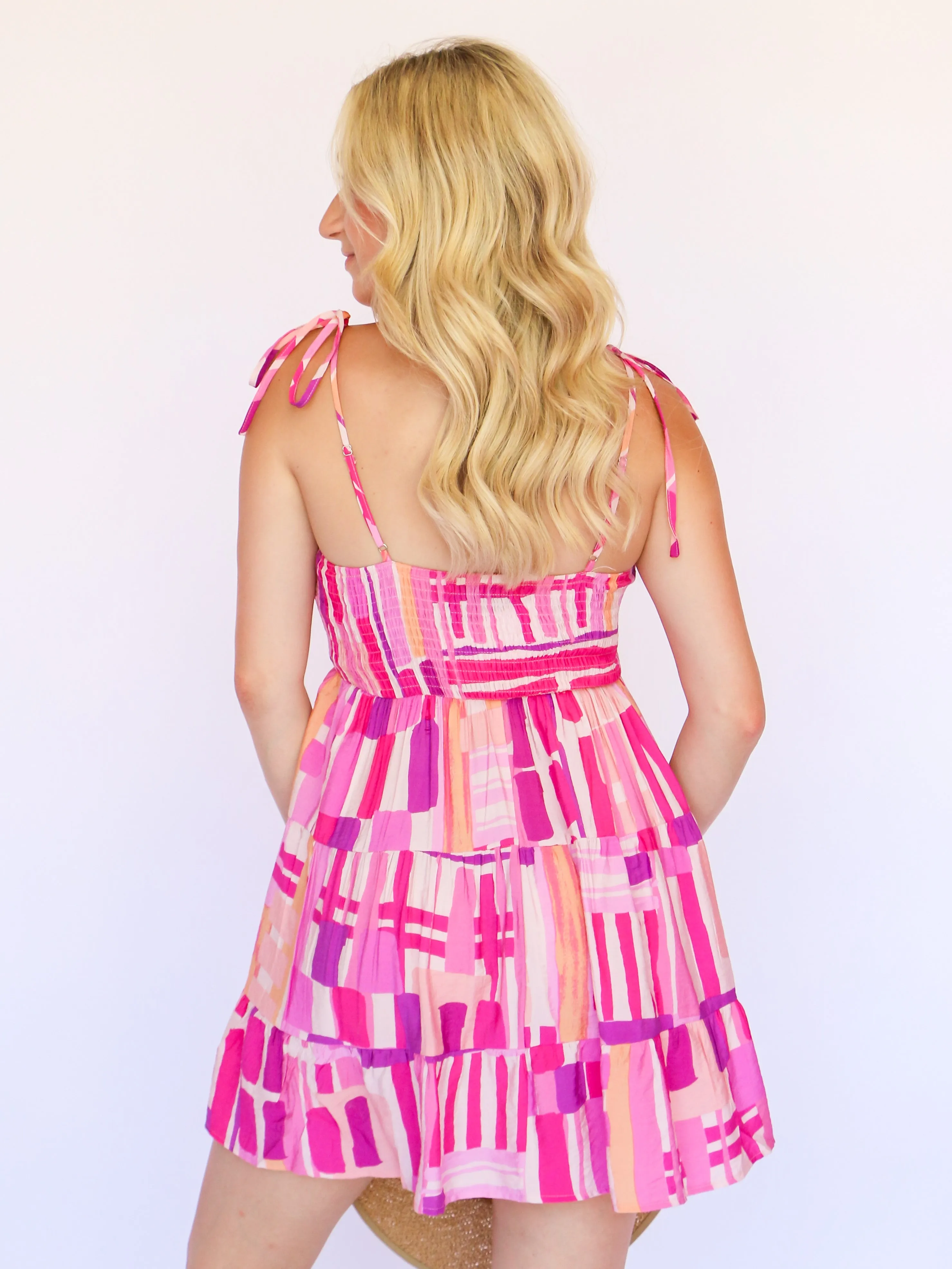 Pink Splash Summer Mini Dress