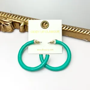 Plan For Cabo Large Hoop Earrings in Turquoise Green