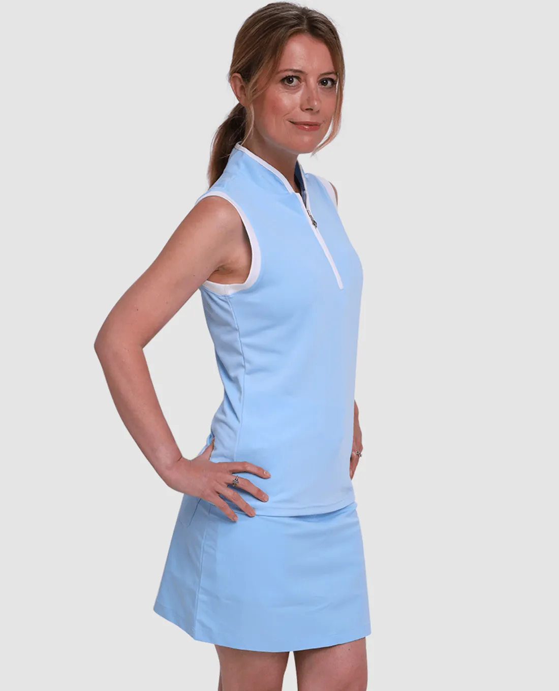 PURE GOLF Bloom Sleeveless Polo 013 Pale Blue