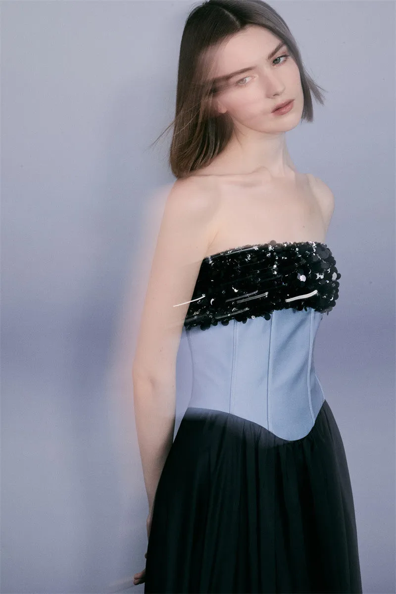 PURITY RING Cocktail Night Stars hand-beaded contrast luxurious dress- Kiss