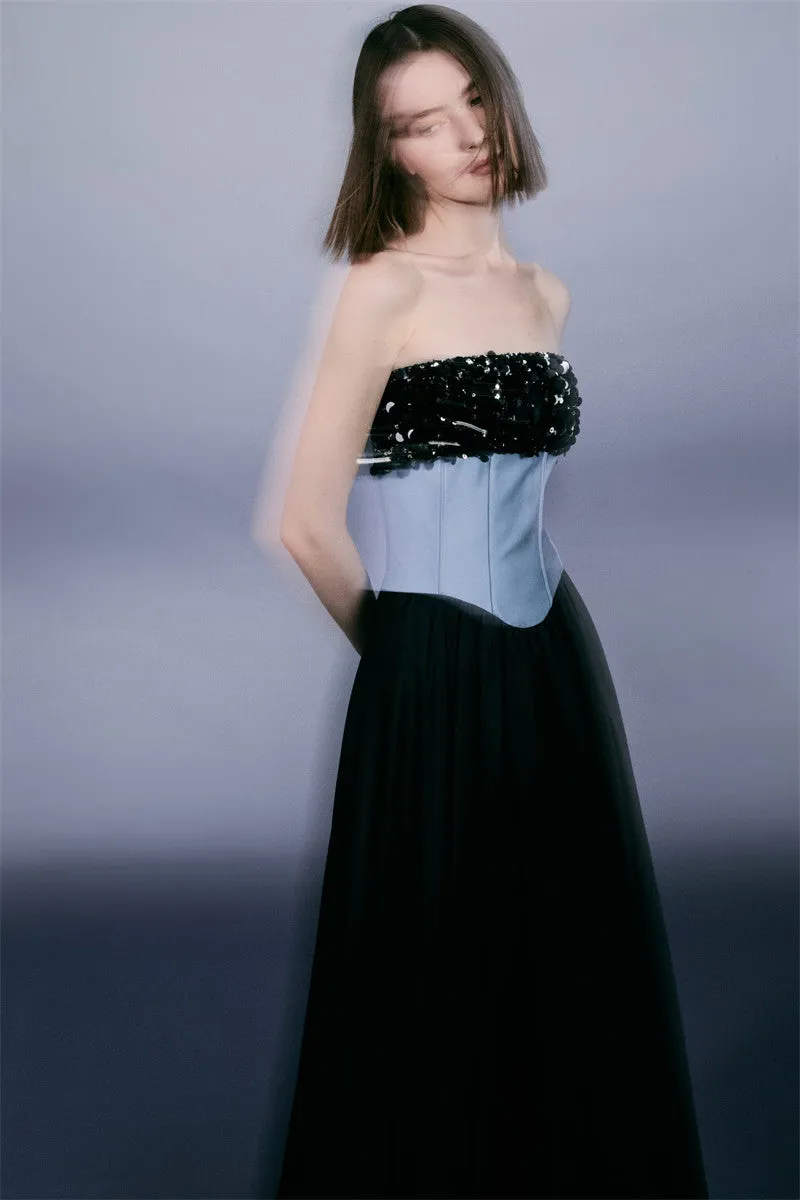 PURITY RING Cocktail Night Stars hand-beaded contrast luxurious dress- Kiss