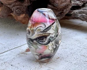 Silver Petal Organic Lampwork Focal Bead SRA