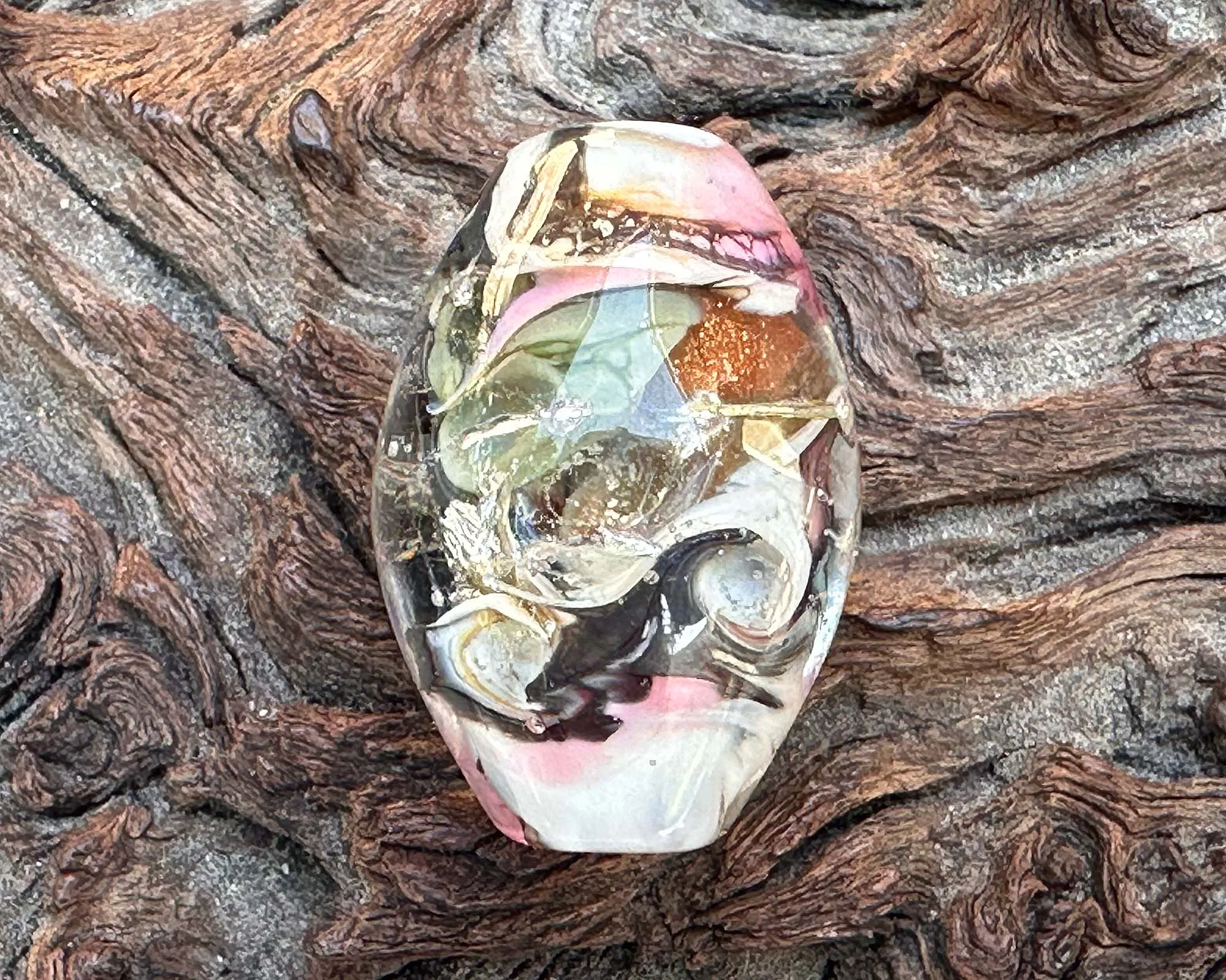 Silver Petal Organic Lampwork Focal Bead SRA