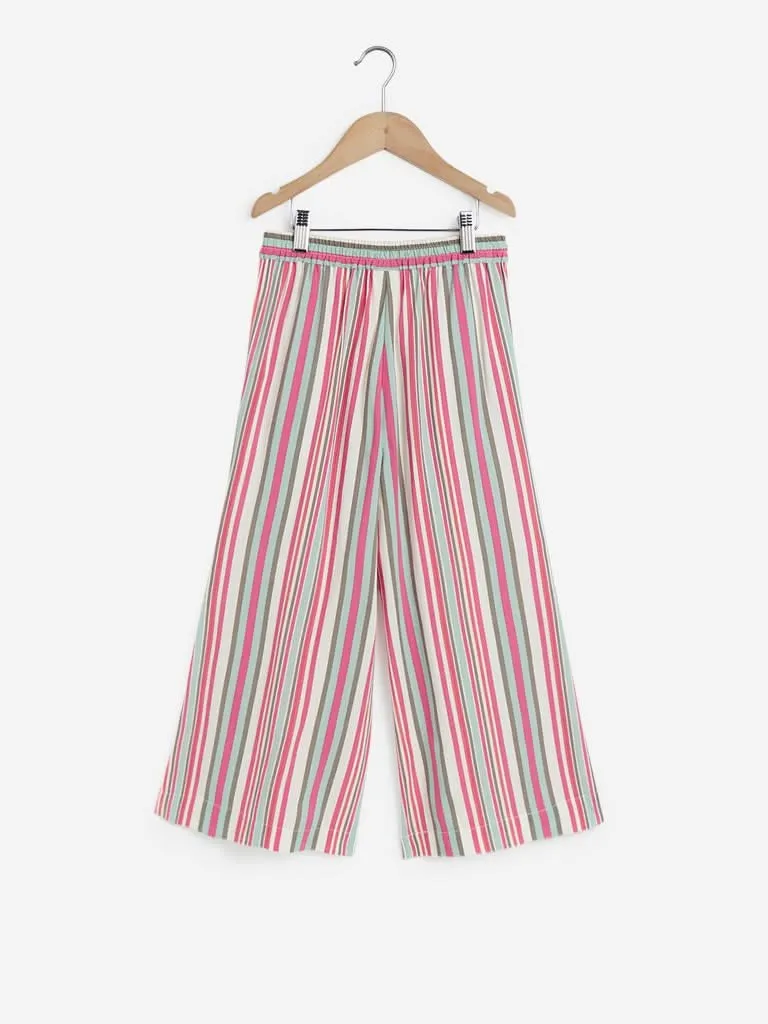 Utsa Kids Multicolour Striped Palazzos