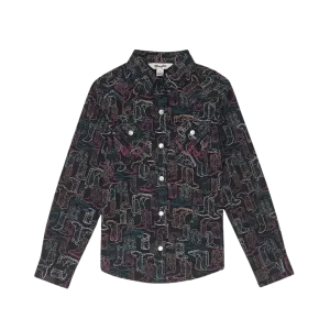 Wrangler Kid's Bold Print Black Shirt
