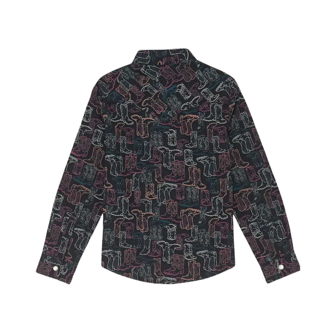 Wrangler Kid's Bold Print Black Shirt